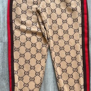 Gucci Tan GG Monogram tracksuits pants and jacket included  with Red Stripes